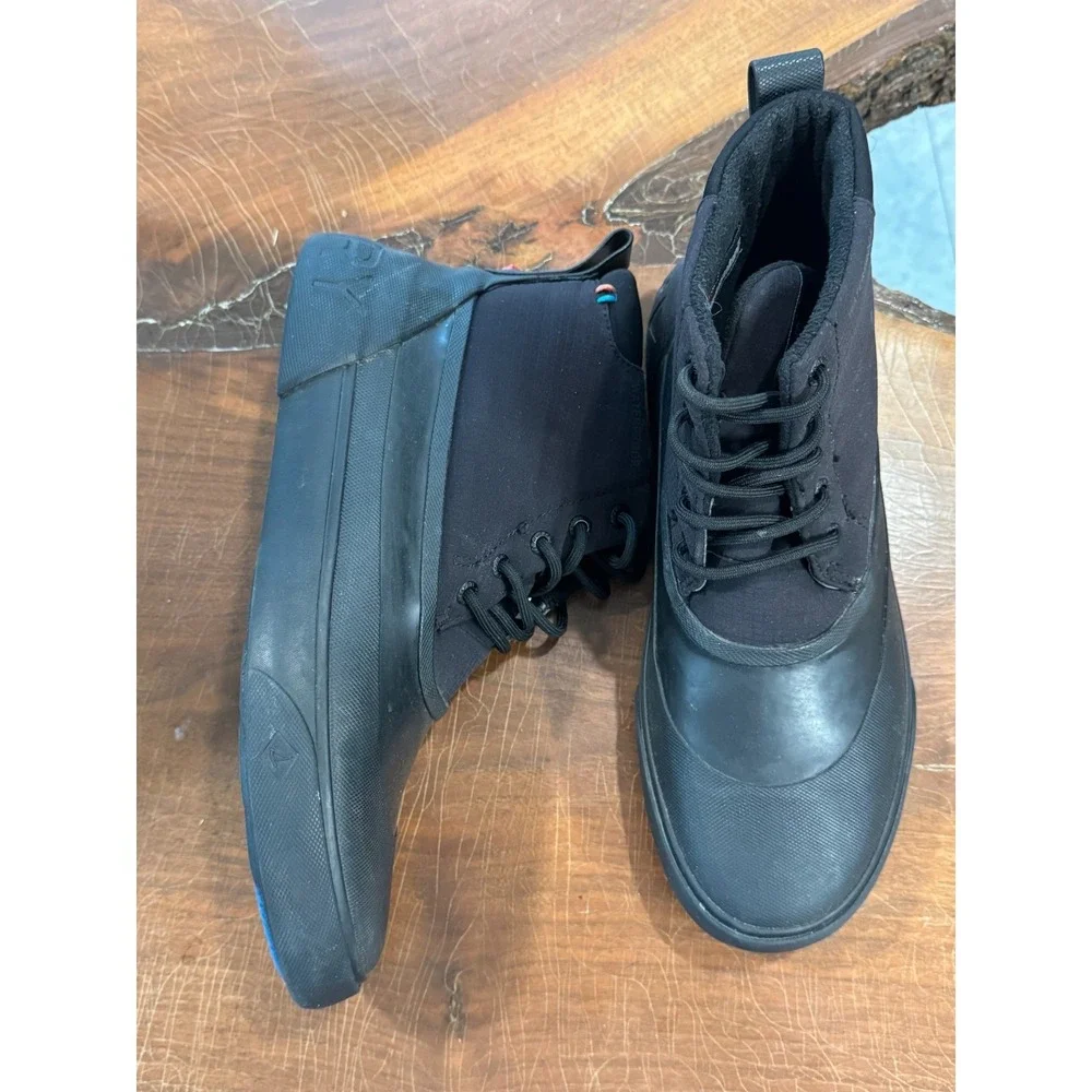 Sperry Duck Boots Black Waterproof Lace Up Men's 9.5 Wide Winter Rain Ankle